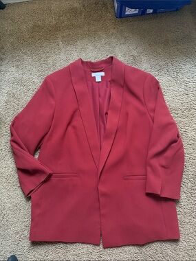 Women's Red Open-Front Blazer Jacket